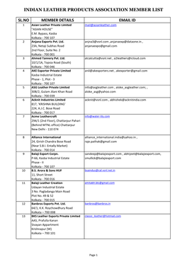Indian Leather Products Association Member List Sl