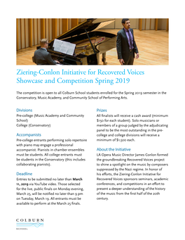 Ziering-Conlon Initiative for Recovered Voices Showcase and Competition Spring 2019