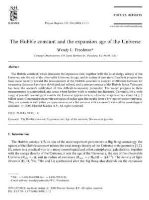 The Hubble Constant and the Expansion Age of the Universe