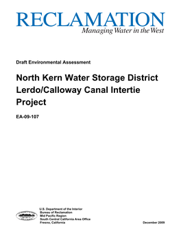 North Kern Water Storage District Lerdo/Calloway Canal Intertie Project