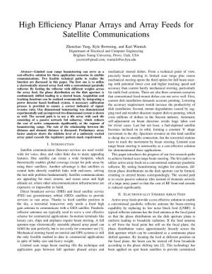 High Planar Arrays and Array Feeds for Satellite Communications