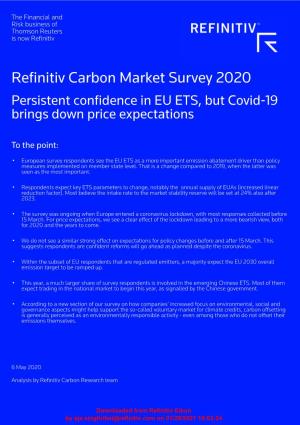 Refinitiv Carbon Market Survey 2020 Persistent Confidence in EU ETS, but Covid-19 Brings Down Price Expectations