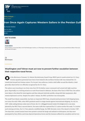 Iran Once Again Captures Western Sailors in the Persian Gulf by Farzin Nadimi