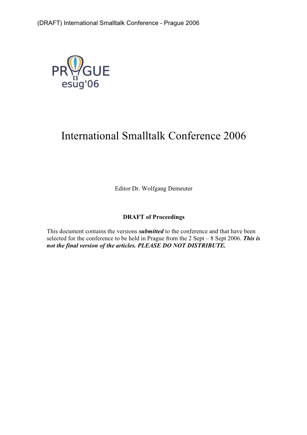 International Smalltalk Conference 2006