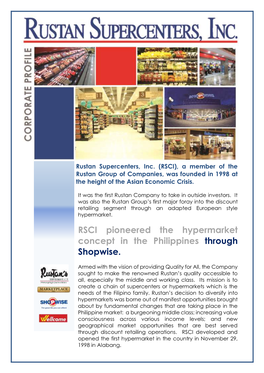 RSCI Pioneered the Hypermarket Concept in the Philippines Through Shopwise