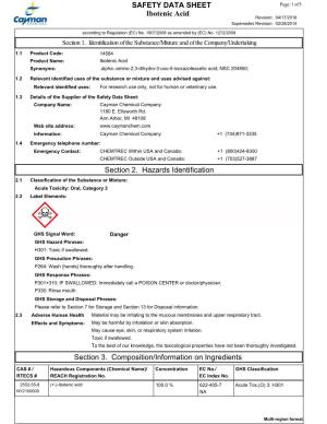 Ibotenic Acid SAFETY DATA SHEET Section 2. Hazards Identification Section 3. Composition/Information on Ingredients