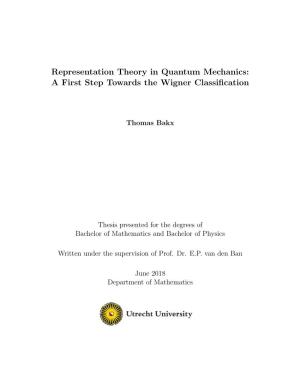 Representation Theory in Quantum Mechanics: a First Step Towards the Wigner Classiﬁcation