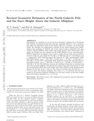 Revised Geometric Estimates of the North Galactic Pole and the Sun's