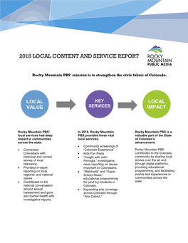 Local Content and Service Report FY18
