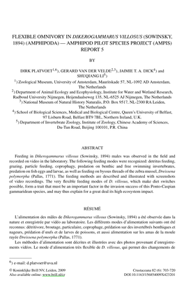 Flexible Omnivory in Dikerogammarus Villosus (Sowinsky, 1894) (Amphipoda) — Amphipod Pilot Species Project (Ampis) Report 5