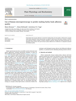 Use of Raman Microspectroscopy to Predict Malting Barley Husk Adhesion Quality