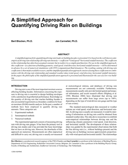 A Simplified Approach for Quantifying Driving Rain on Buildings