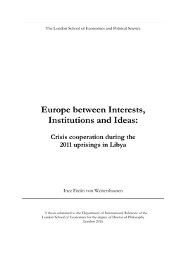 Europe Between Interests, Institutions and Ideas