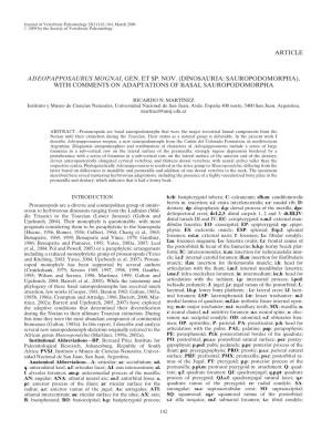 Article Adeopapposaurus Mognai, Gen. Et Sp. Nov