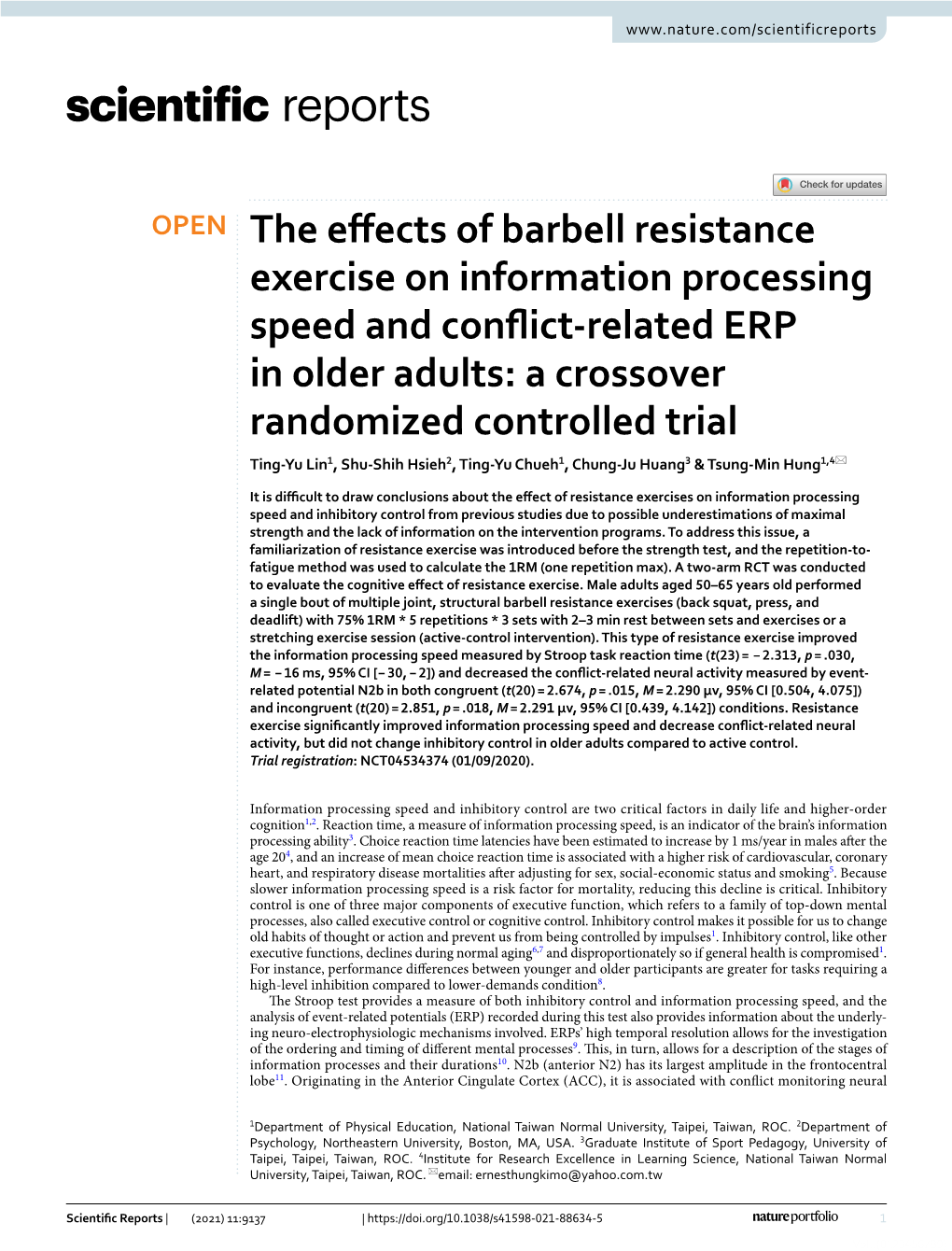 The Effects of Barbell Resistance Exercise on Information