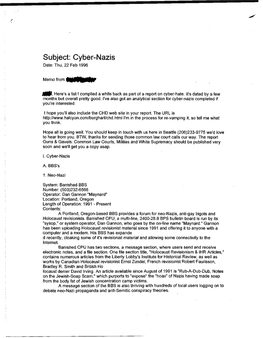 Subject: Cyber-Nazis Date: Thu, 22 Feb 1996