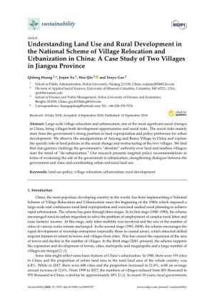 Understanding Land Use and Rural Development in the National Scheme of Village Relocation and Urbanization in China: a Case Study of Two Villages in Jiangsu Province