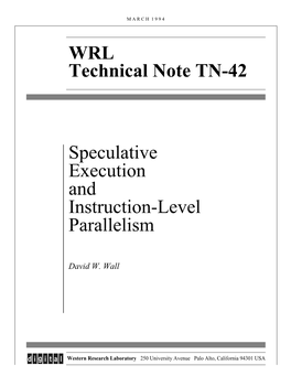 Speculative Execution and Instruction-Level Parallelism