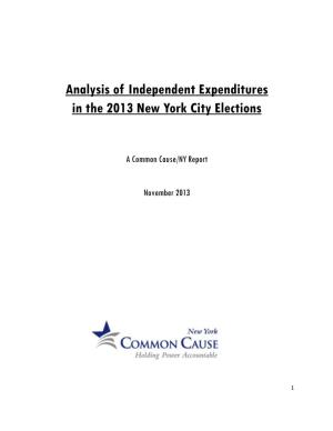 Analysis of Independent Expenditures in the 2013 New York City Elections