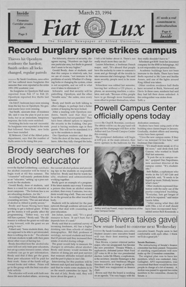 Record Burglary Spree Strikes Campus Thieves Hit Openhym Pat Schwartz, Director of Security, Dis- I Felt a Bit Better About It