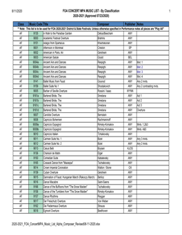 8/11/2020 FOA CONCERT MPA MUSIC LIST - by Classification 1 2020-2021 (Approved 07/23/2020)