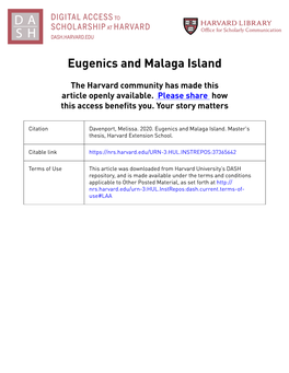 Eugenics and Malaga Island
