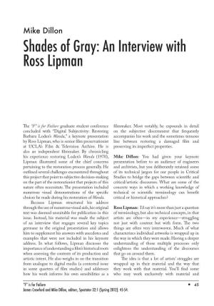 An Interview with Ross Lipman