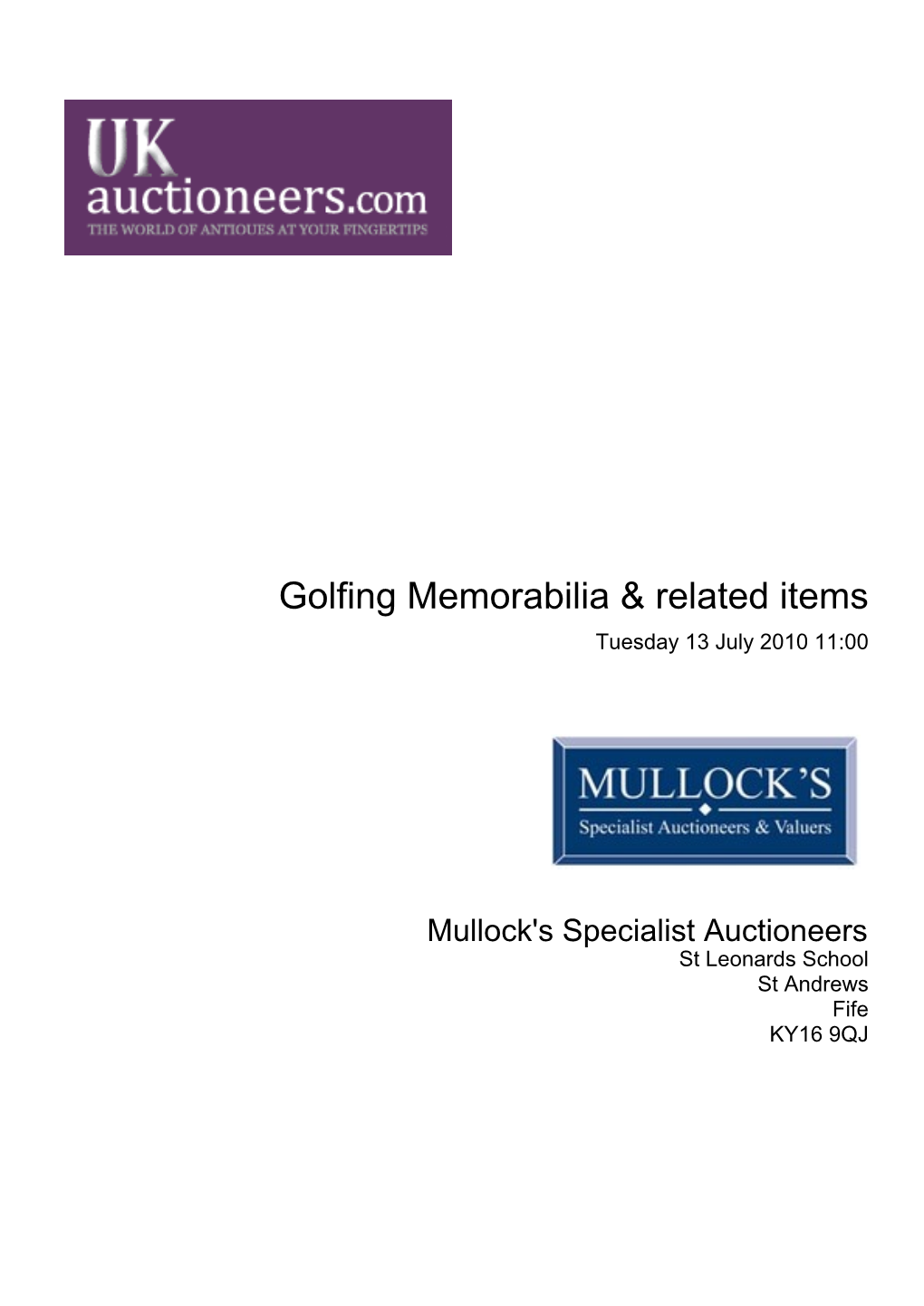 Golfing Memorabilia & Related Items