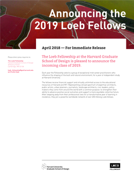 Announcing the 2019 Loeb Fellows