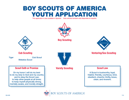 Boy Scouts of America Youth Application This Application Is Also Available in Spanish