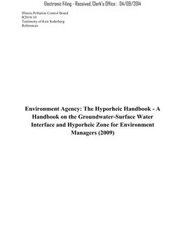 A Handbook on the Groundwater-Surface Water Interface and Hyporheic Zone for Environment Managers (2009)