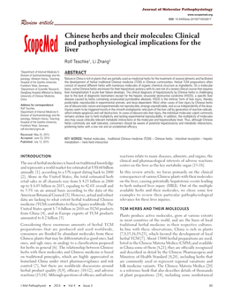 Chinese Herbs and Their Molecules: Clinical and Pathophysiological Implications for the Liver