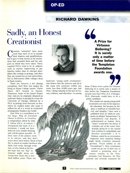 Sadly, an Honest Creationist