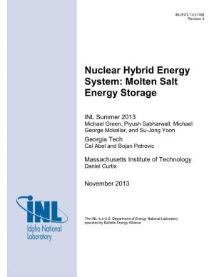 Nuclear Hybrid Energy System: Molten Salt Energy Storage