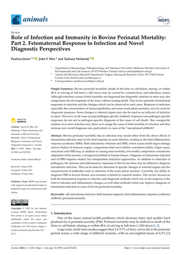 Role of Infection and Immunity in Bovine Perinatal Mortality: Part 2