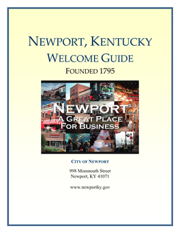 Newport, Kentucky Welcome Guide Founded 1795