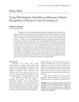 Using Film Industry Subsidies to Influence Cultural Perceptions of Women in the US and Seoul