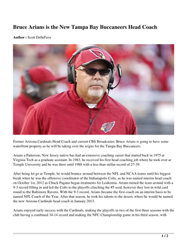 Bruce Arians Is the New Tampa Bay Buccaneers Head Coach