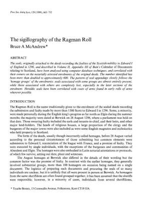The Sigillography of the Ragman Roll Bruc Mcandrewea *