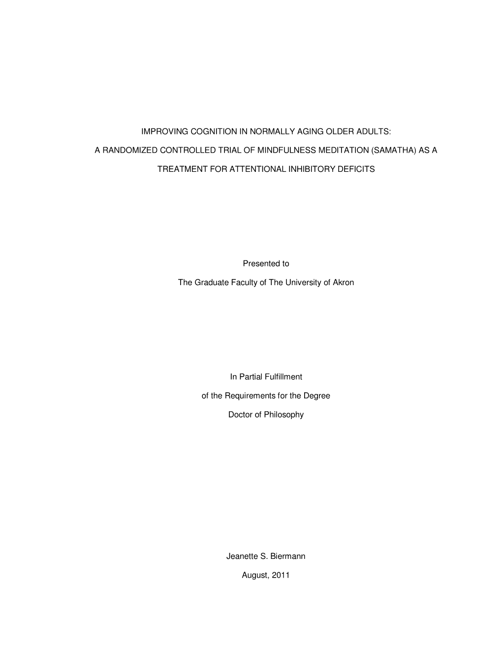 A Randomized Controlled Trial of Mindfulness Meditation (Samatha) As A