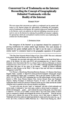 Concurrent Use of Trademarks on the Internet: Reconciling the Concept of Geographically Delimited Trademarks with the Reality of the Internet