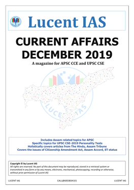 CURRENT AFFAIRS DECEMBER 2019 a Magazine for APSC CCE and UPSC CSE