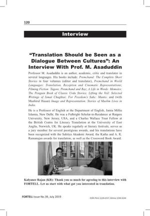 Translation As a Dialogue Between Cultures Interview Of