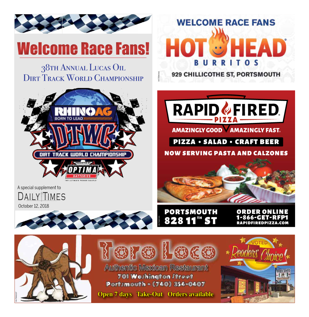 Welcome Race Fans! 38Th Annual Lucas Oil