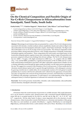 On the Chemical Composition and Possible Origin of Na–Cr-Rich Clinopyroxene in Silicocarbonatites from Samalpatti, Tamil Nadu, South India
