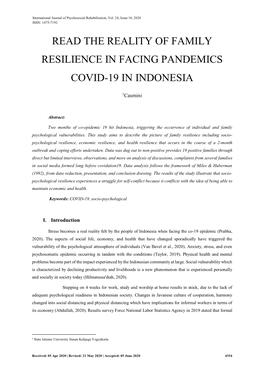 Read the Reality of Family Resilience in Facing Pandemics Covid-19 in Indonesia