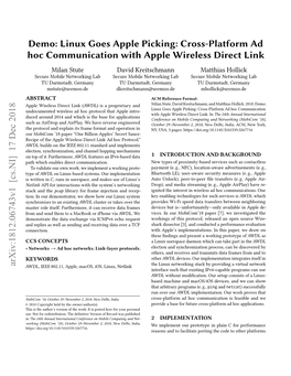 Cross-Platform Ad Hoc Communication with Apple Wireless Direct Link