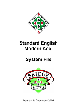 Standard English Modern Acol System File