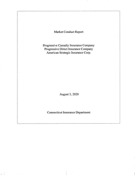 Market Conduct Report Progressive Casualty Insurance Company