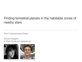 Finding Terrestrial Planets in the Habitable Zones of Nearby Stars